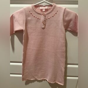 Kissy Kissy Premier Pink Fine Knit Gown w/ Hand Embroidered Flowers